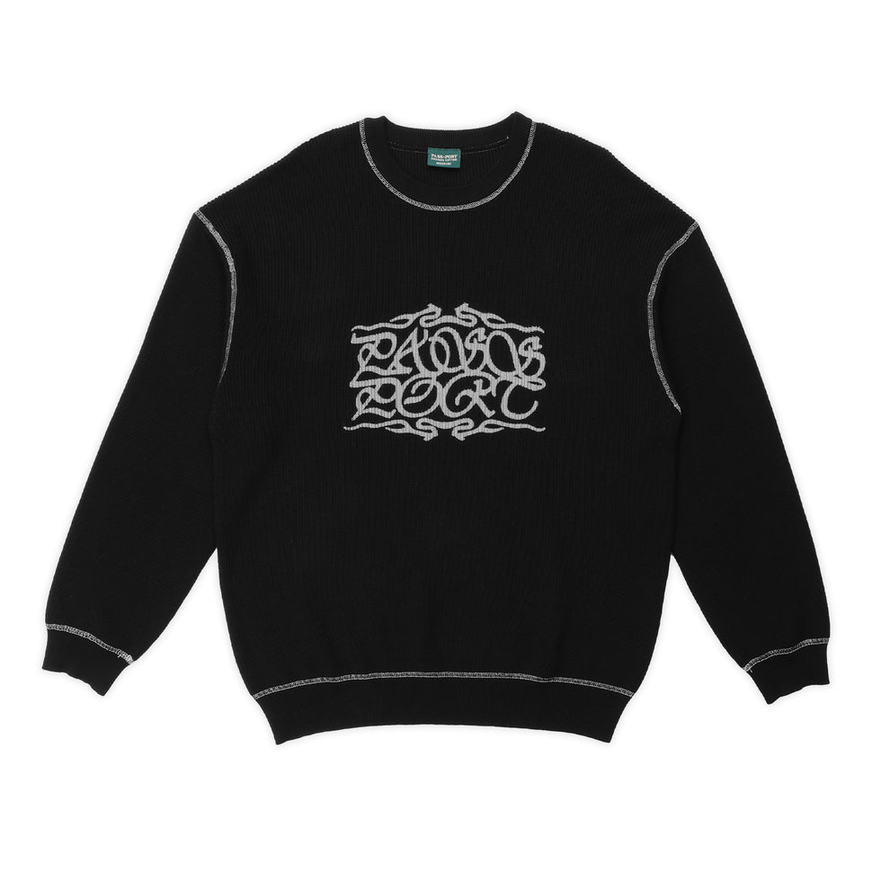 Pass~Port Calligraphy Knit Sweater - Black