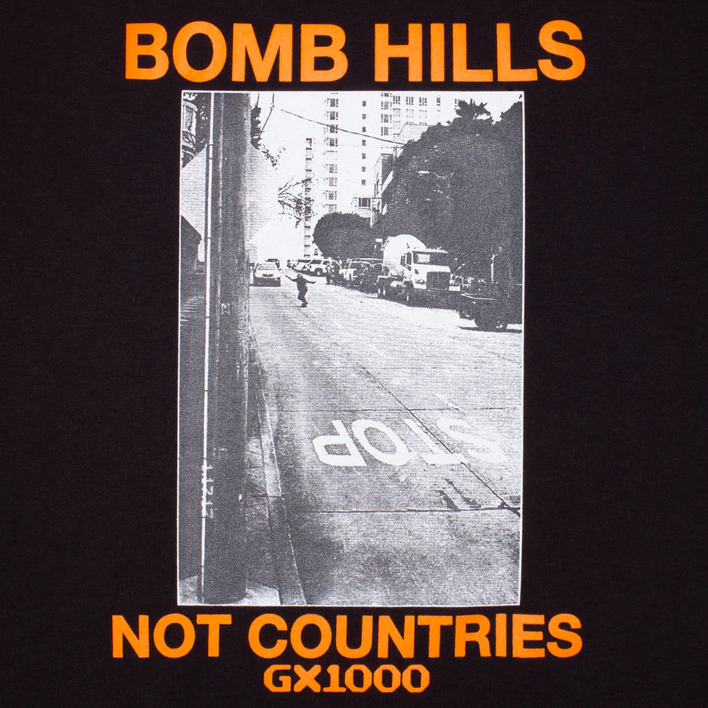 GX1000 Bomb Hills Not Countries Tee [Black w/ Orange Print]