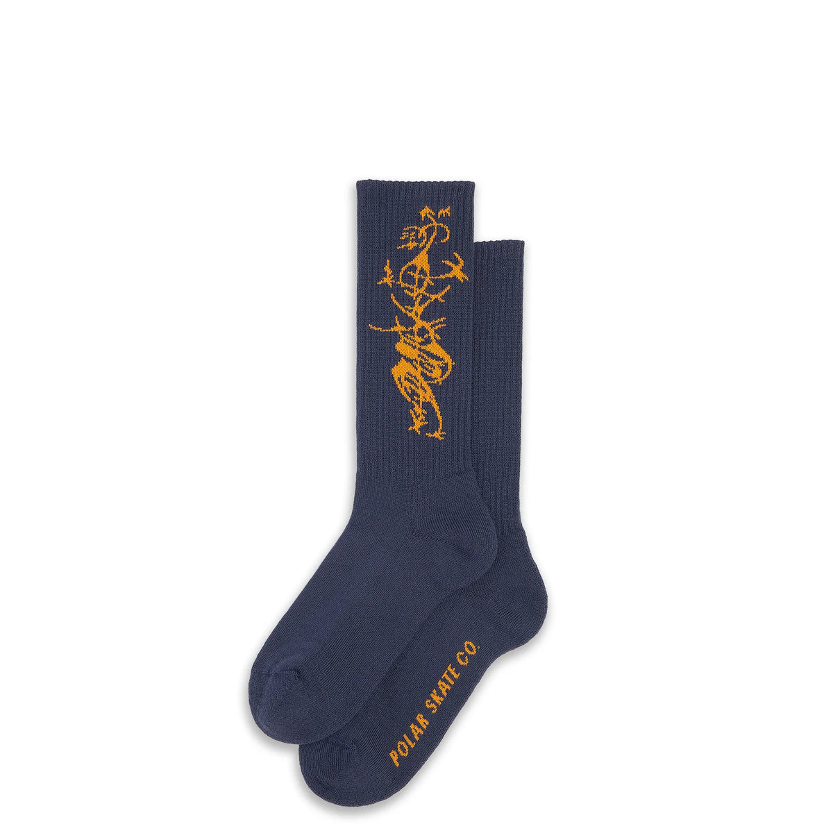Rib Socks | Long | Tribal - Navy/Yellow
