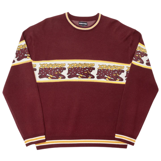 Pass~Port Antler Knit Sweater - Maroon / Cream