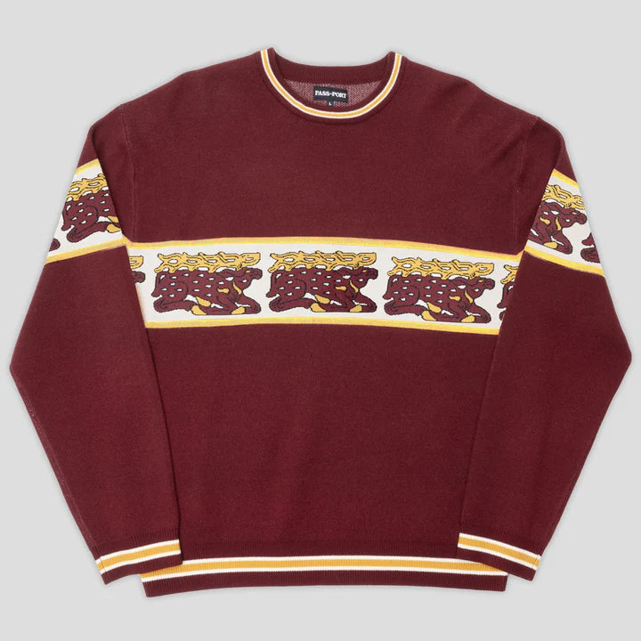 Pass~Port Antler Knit Sweater - Maroon / Cream