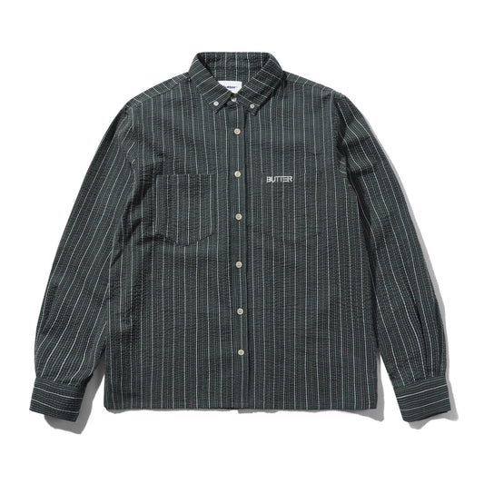 Butter Goods Seersucker Shirt Col. Forest