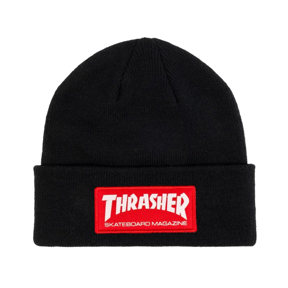 thrasher beanie red patch logo