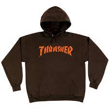 thrasher x neckface burn it down hoodie brown